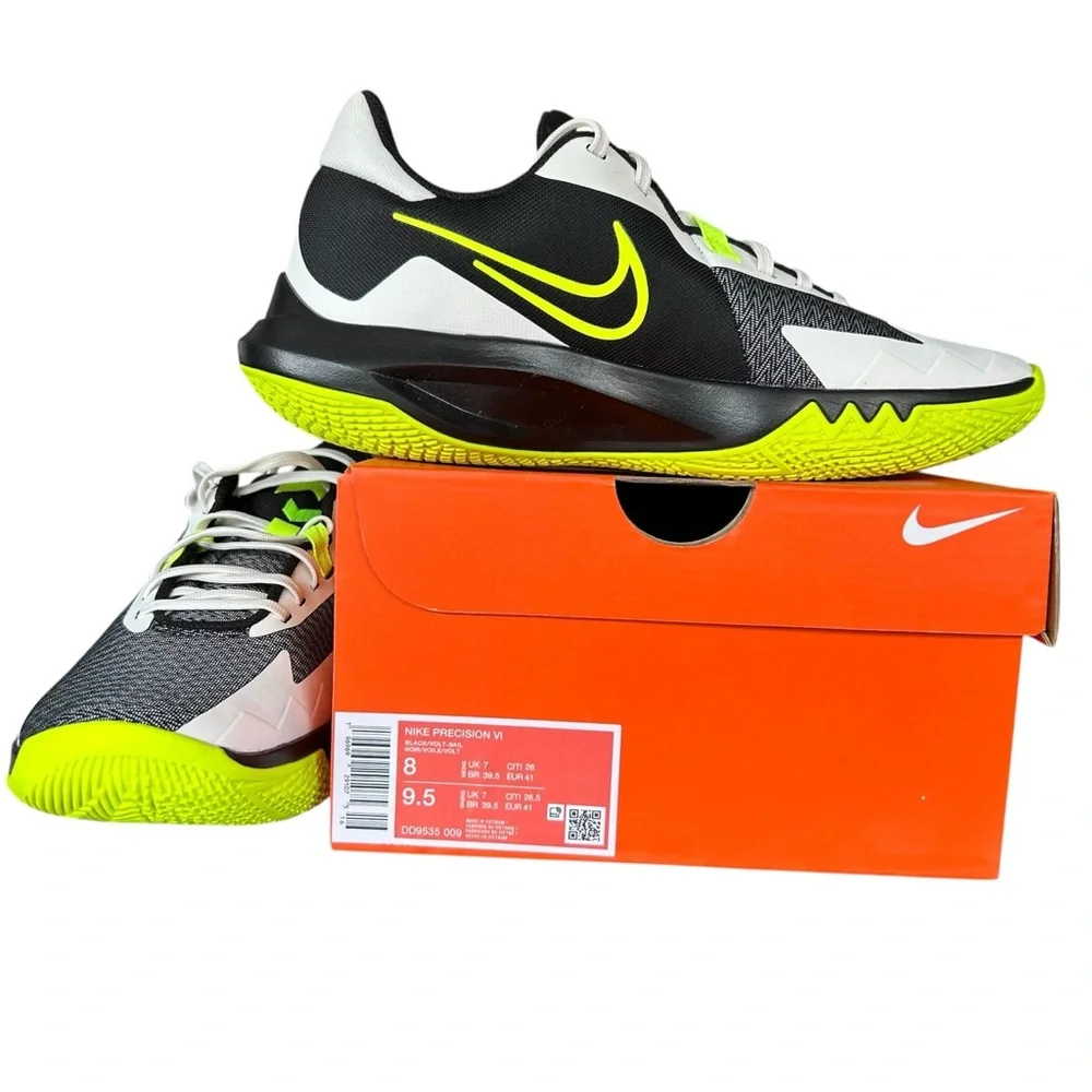 Nike Precision VI Men’s 8 Black and Neon Green Basketball Shoes